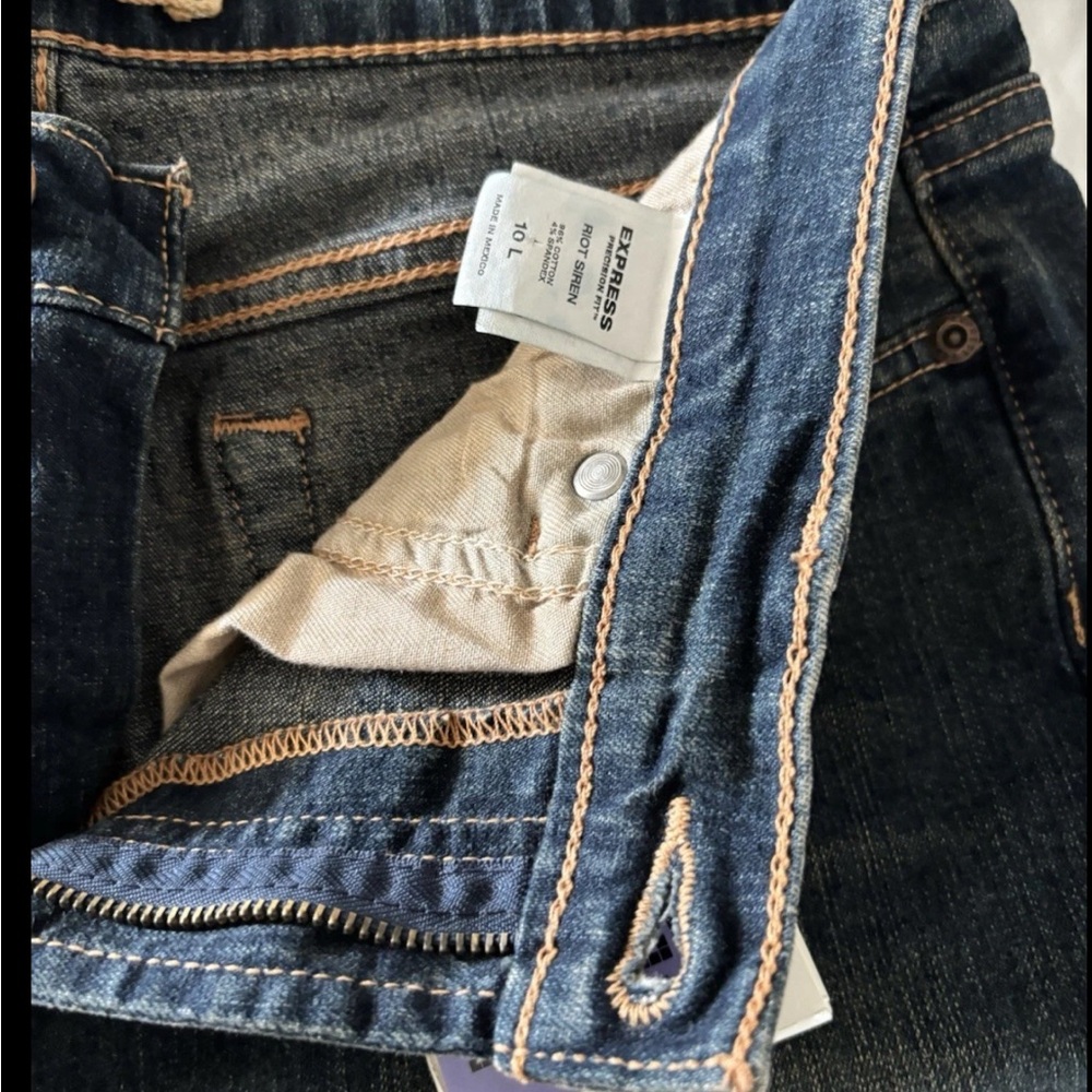 Express Vintage Flare Denim Jeans Long length Size 10 - Picture 6 of 6
